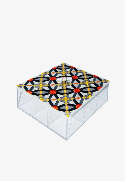 Shop Stitch Acrylic Box With Oriental Embroidery In Multicolor