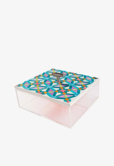 Stitch Acrylic Box With Oriental Embroidery In Multicolor