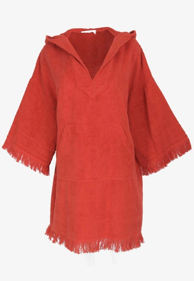 Shop Zimmermann Alight Frayed Towel Mini Dress In Red