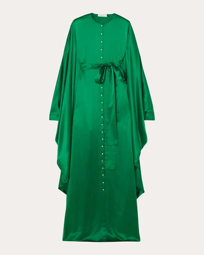 Shop Semsem Women's Belted Silk Kaftan In Green