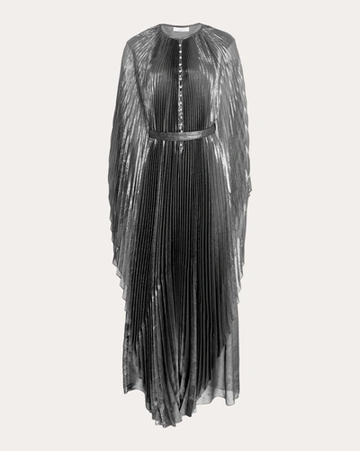 Shop Semsem Women's Crystal Plissé Lamé Gown In Silver