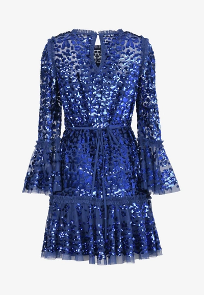 Shop Needle & Thread Annie Sequin Embellished Mini Dress In Blue