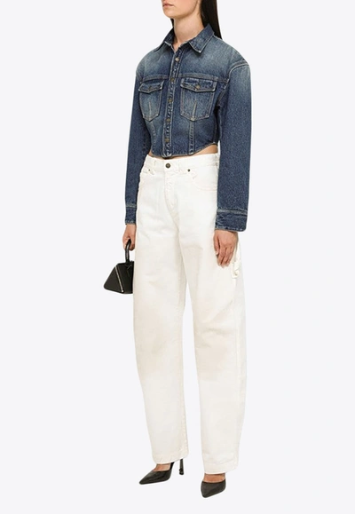 Shop Darkpark Audrey Barrel-leg Jeans In White