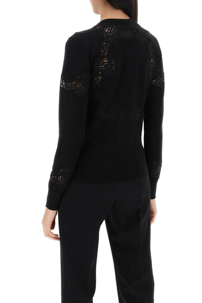 Shop Dolce & Gabbana Lace-insert Cardigan With Eight Women In Black