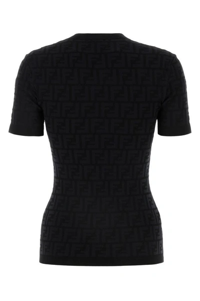 Shop Fendi Woman Black Stretch Viscose Blend T-shirt