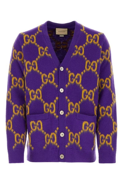 Shop Gucci Man Embroidered Wool Cardigan In Multicolor
