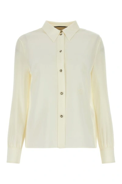 Shop Gucci Woman Ivory Crepe Shirt In White