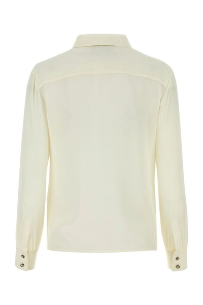 Shop Gucci Woman Ivory Crepe Shirt In White