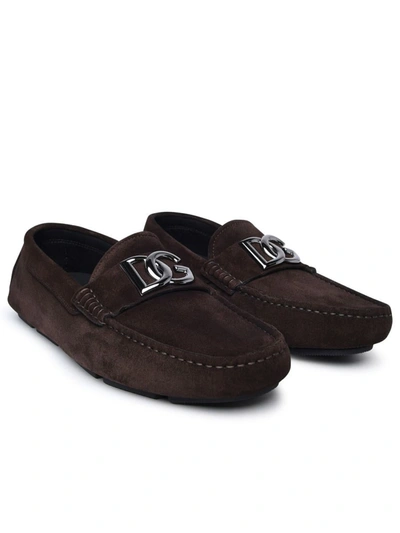 Shop Dolce & Gabbana Brown Suede Loafers
