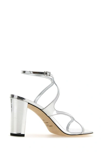 Shop Jimmy Choo Woman Silver Leather Azie 85 Sandals