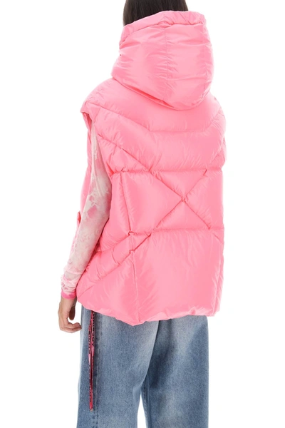 Shop Khrisjoy Oversized Puffer Vest With Hood Women In Pink