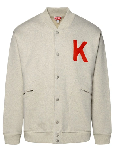 Shop Kenzo 'lucky Tiger' Grey Cotton Bomber Jacket