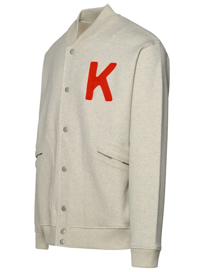 Shop Kenzo 'lucky Tiger' Grey Cotton Bomber Jacket