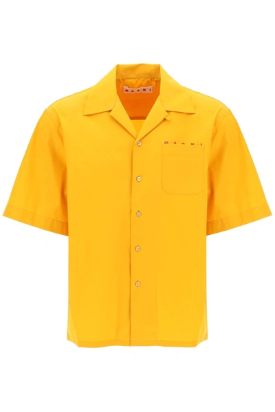 Shop Marni Short-sleeved Organic Cotton Shirt Men In Orange
