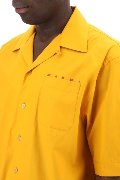 Shop Marni Short-sleeved Organic Cotton Shirt Men In Orange