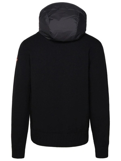 Shop Moncler Grenoble Tricot Cardigan In Polyester And Black Stretch Ripstop