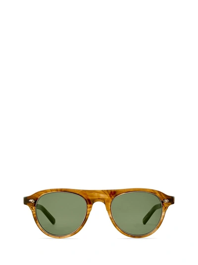 Shop Mr Leight Mr. Leight Sunglasses In Marbled Rye-antique Gold/green