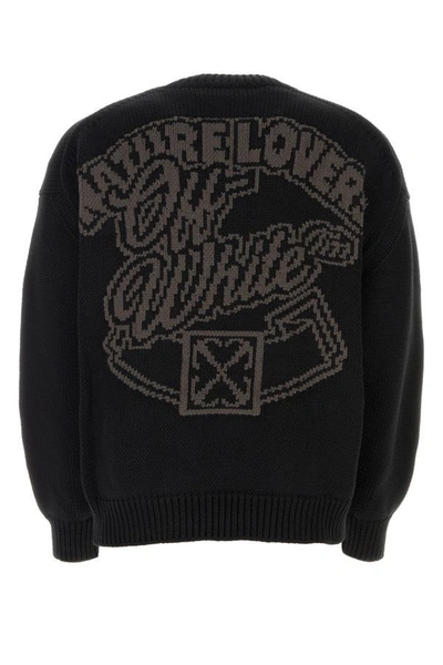 Shop Off-white Off White Man Black Cotton Blend Oversize Sweater