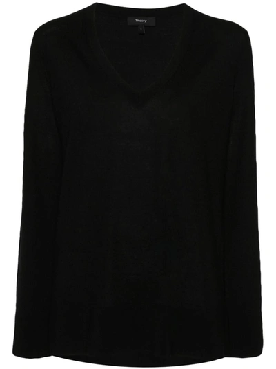 Shop Theory Volumious V-neck Regal Sweater In Black