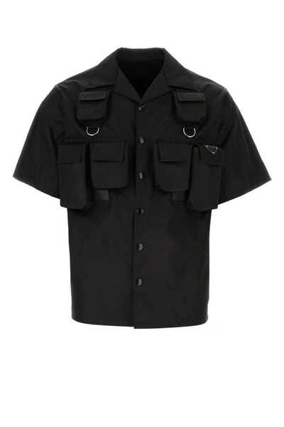 Shop Prada Man Black Re-nylon Shirt