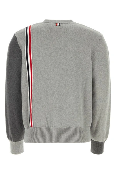 Shop Thom Browne Man Two Tone Cotton Cardigan In Multicolor