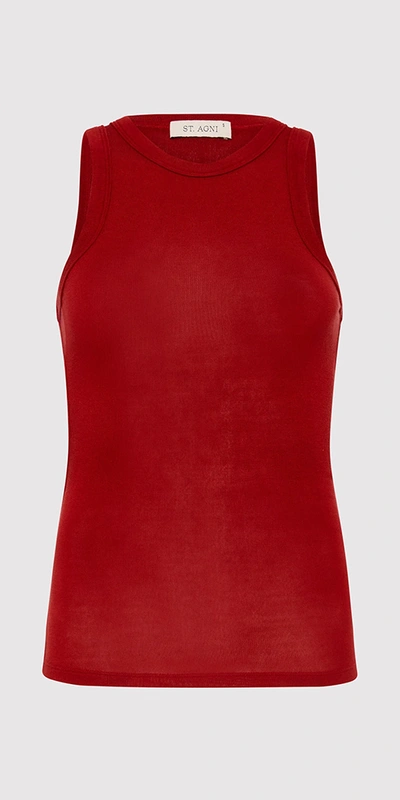 St Agni Jersey Tank Rouge
