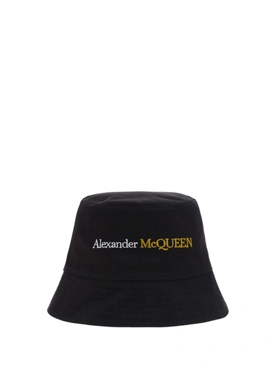 Shop Alexander Mcqueen Logo Bucket Hat In Black
