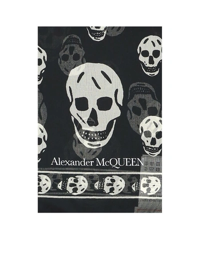 Shop Alexander Mcqueen Scarves In Black/ivory