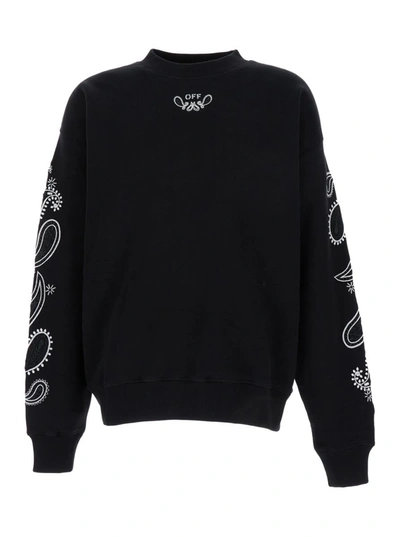 Shop Off-white Black Sweatshirt With Maxi Detail At The Back In Cotton Man