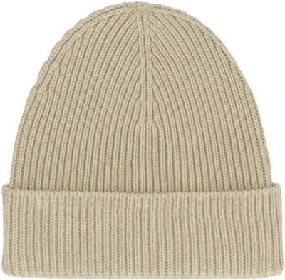 Shop Burberry Knitted Beanie In Green