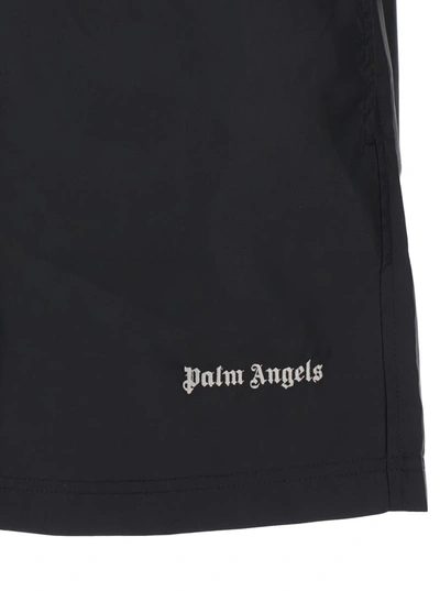 Shop Palm Angels Black Swimsuit In Techno Fabric Man