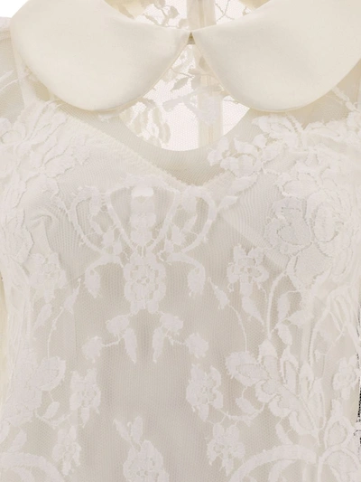 Shop Dolce & Gabbana Lace Dress With Satin Collar In White
