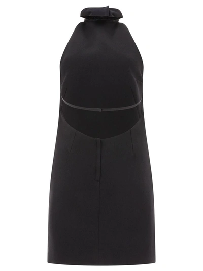 Shop Dolce & Gabbana Short Woolen Dress With Rear Neckline In Black