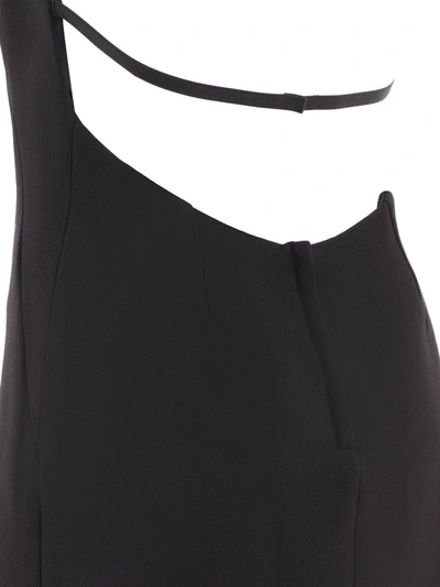 Shop Dolce & Gabbana Short Woolen Dress With Rear Neckline In Black