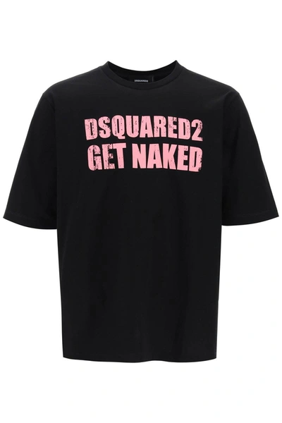 Shop Dsquared2 Black And Pink Cotton T-shirt