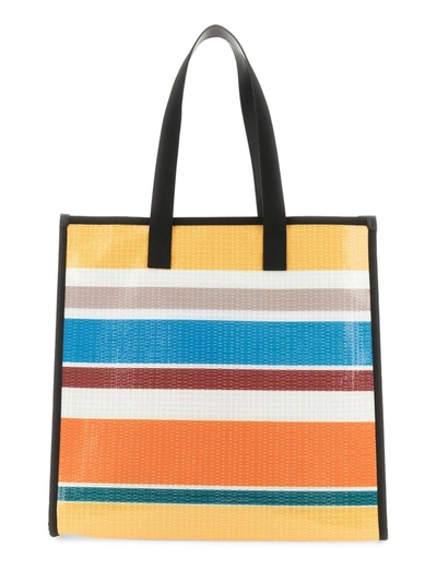Shop Etro Nylon Striped Tote Bag In Multicolour