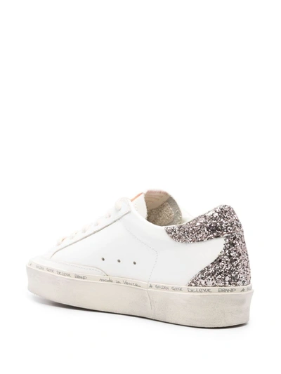 Shop Golden Goose White And Antique Pink Leather Hi Star Glitter Sneakers In White/antique Pink/cinder