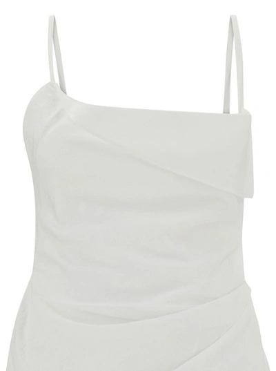 Shop Jacquemus 'la Robe Saudade' Mini White Draped Dress In Viscose Blend Woman