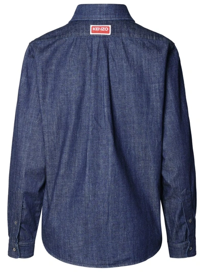 Shop Kenzo Blue Cotton Shirt