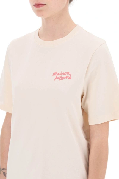 Shop Maison Kitsuné Maison Kitsune "round-neck T-shirt With Embroidered In Pink
