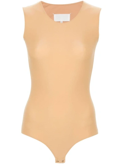 Shop Maison Margiela Stretch-jersey Bodysuit In Nude