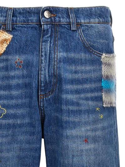 Shop Marni Embroidery Jeans And Patches In Blue