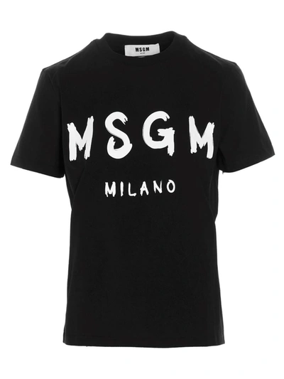 Shop Msgm T-shirt With Logo In White/black