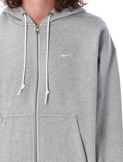 Shop Nike Solo Swoosh Full-zip Hoodie In Dk Grey Heather
