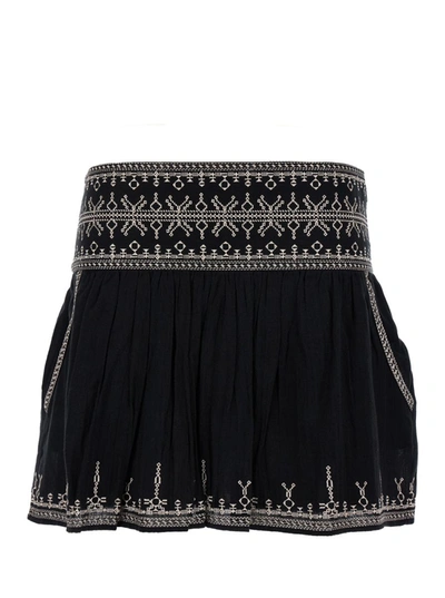 Shop Isabel Marant Étoile Black And White Mini Skirt In Cotton Woman