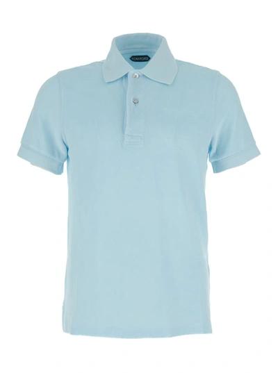 Shop Tom Ford Light-blue Polo T-shirt In Cotton Blend Man