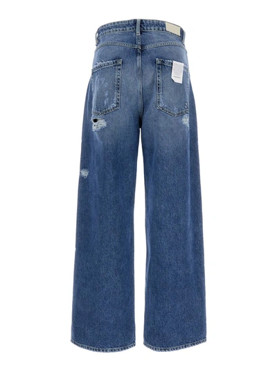 Shop Icon Denim Blue Wide Leg Jeans In Denim Woman