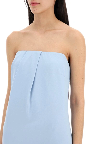 Shop Roland Mouret Strapless Satin Crepe Dress Without In Blue