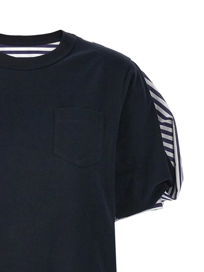 Shop Sacai Two-material T-shirt In Blue