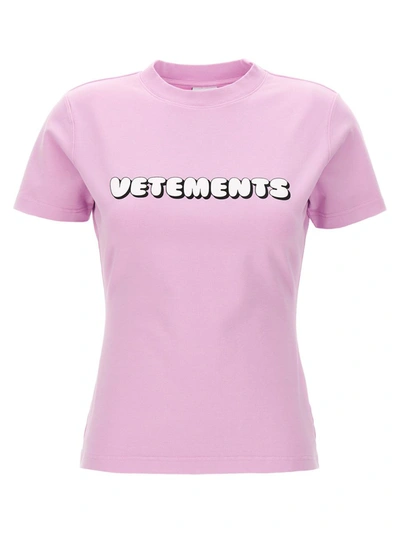 Shop Vetements 'logo' T-shirt In Pink